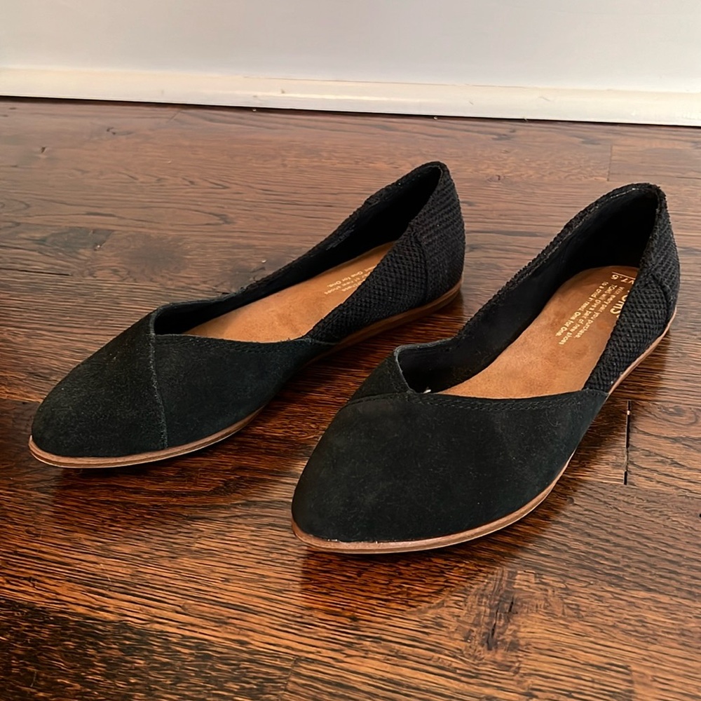 Tom’s flats - soft suede fabric. Worn once.